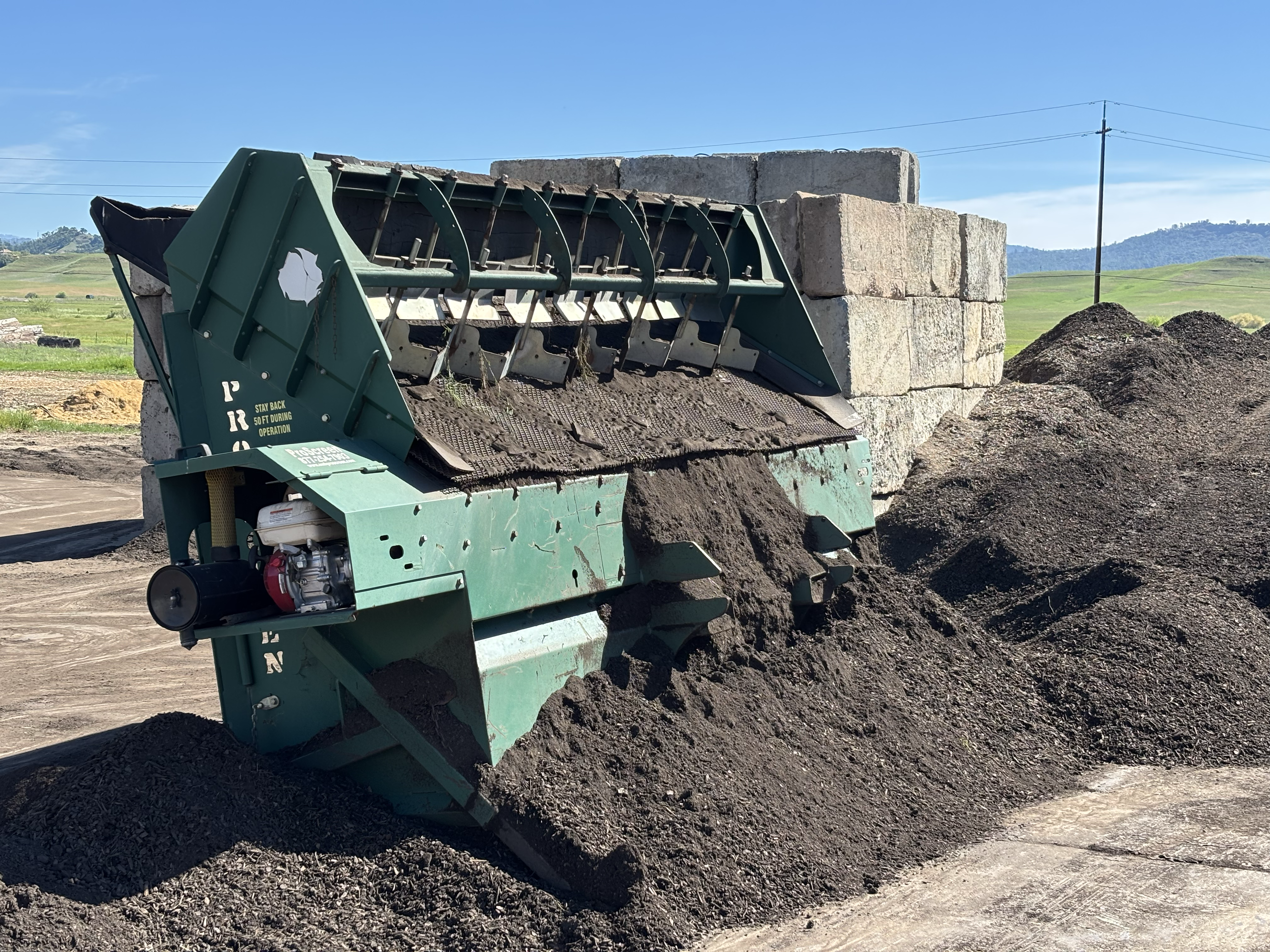 Soil processing equipment operating at an Emergence yard